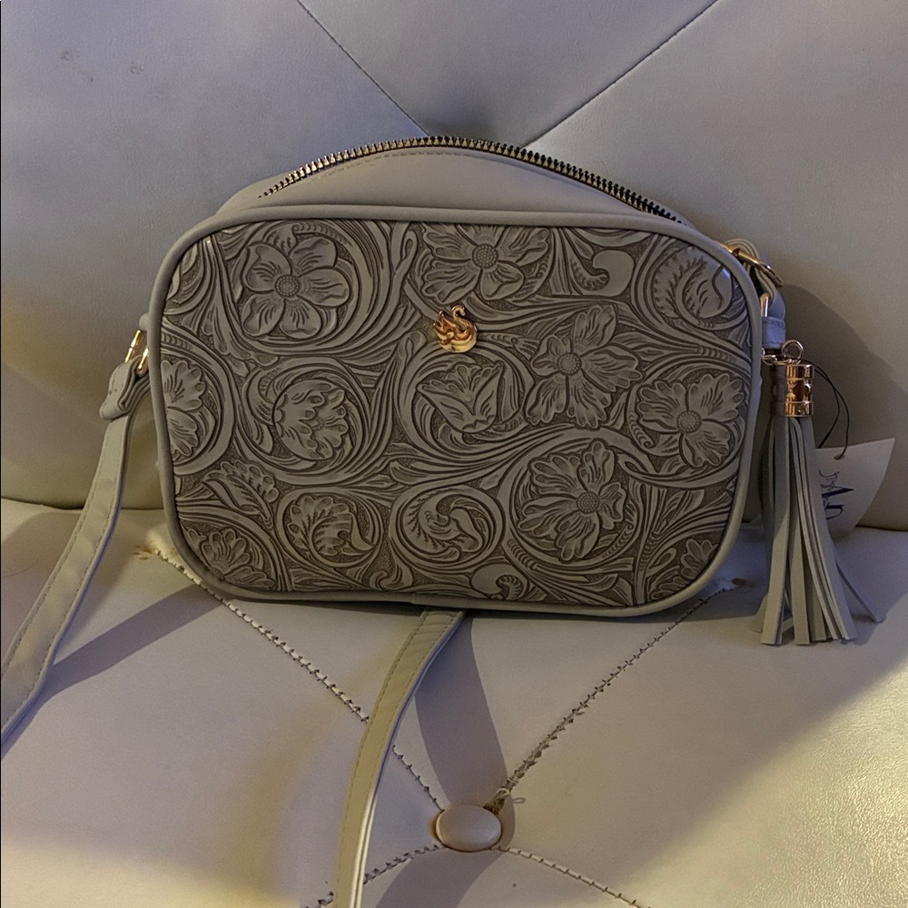 Gloria Vanderbilt Gray Embossed Crossbody Bag